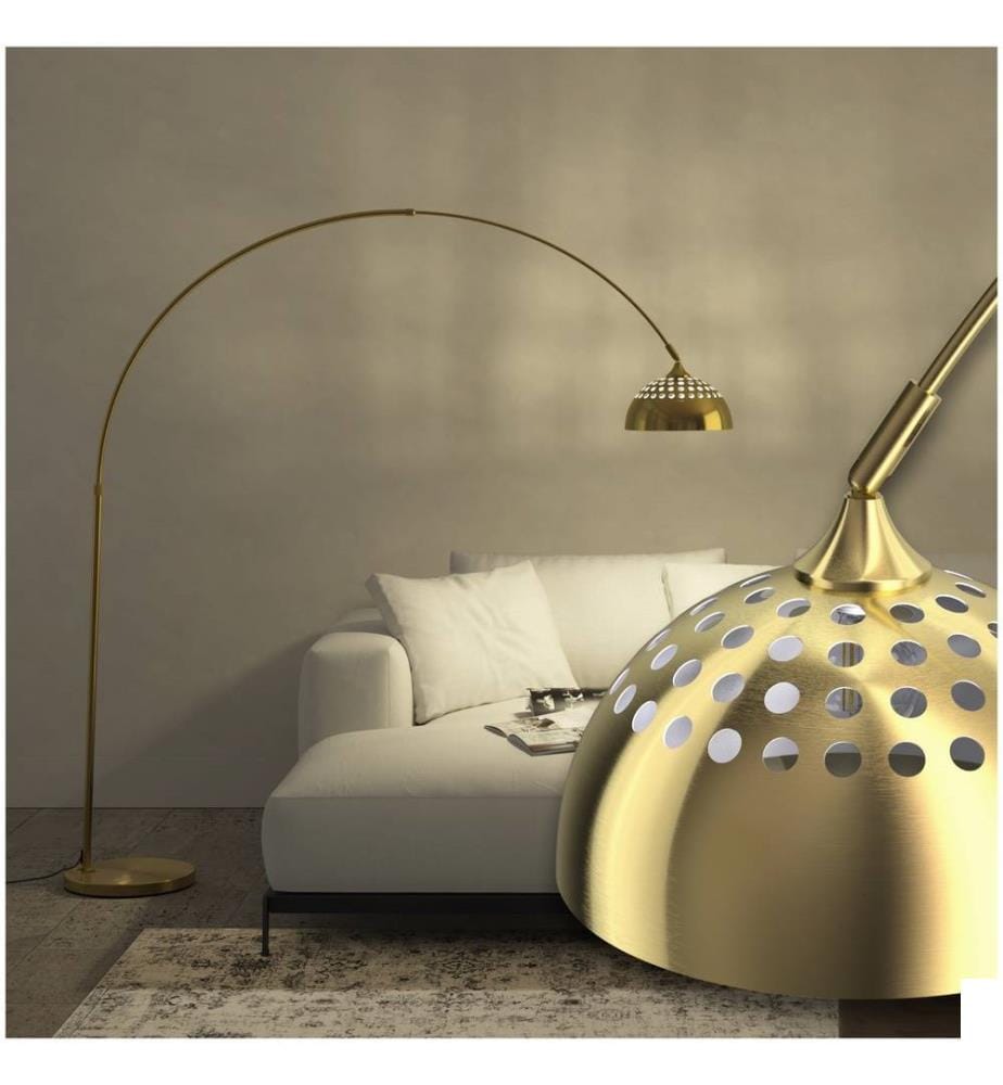 Lampe sur pied ARCUS en acier style rétro, 60W - jaune or