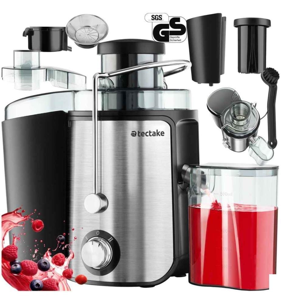 Extracteur de jus FRUFI en acier inoxydable à 2 vitesses, 600W - argent