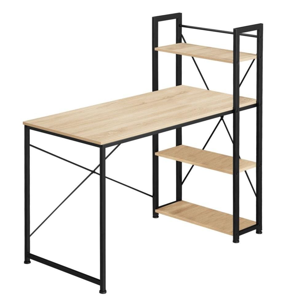 Bureau informatique HERSHEY 122x61x120 cm - Bois clair industriel, Chêne Sonoma
