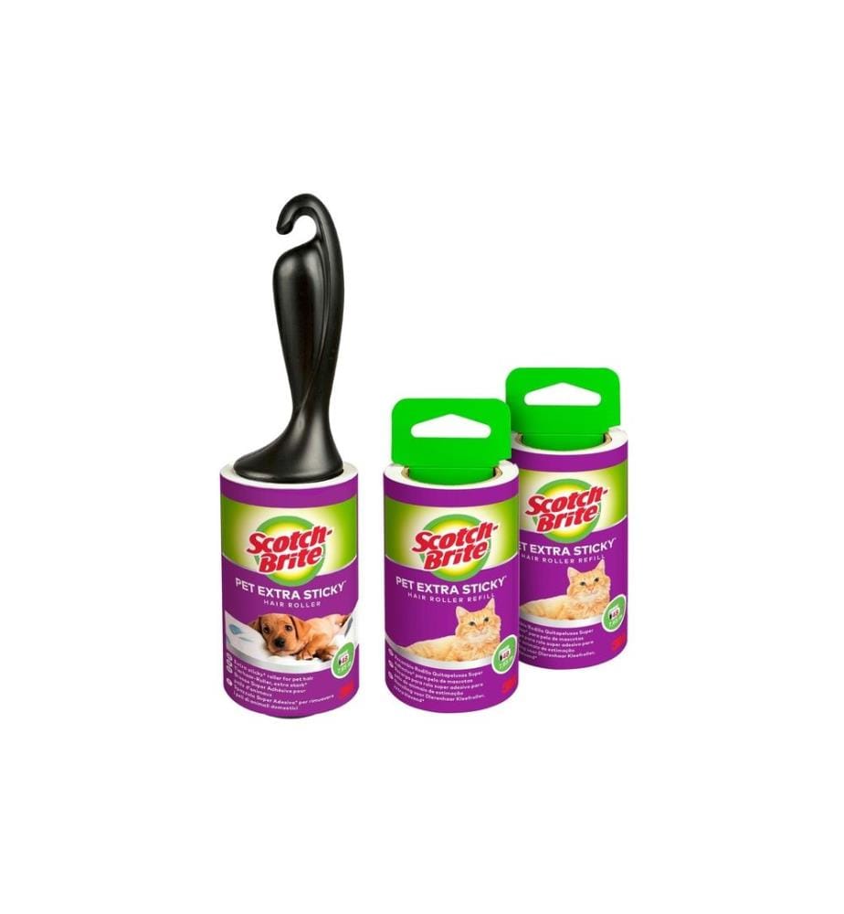 SCOTCH-BRITE - Rouleau adhésif pour vêtements Pet Extra, 1 roulette avec 2 roulettes de rechange