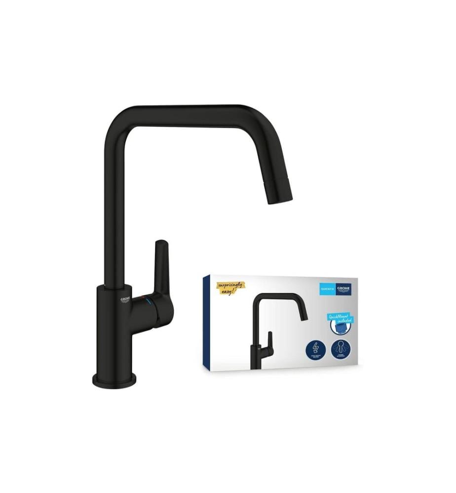 GROHE - Robinetterie de cuisine Start noir, 3/8, bec en U