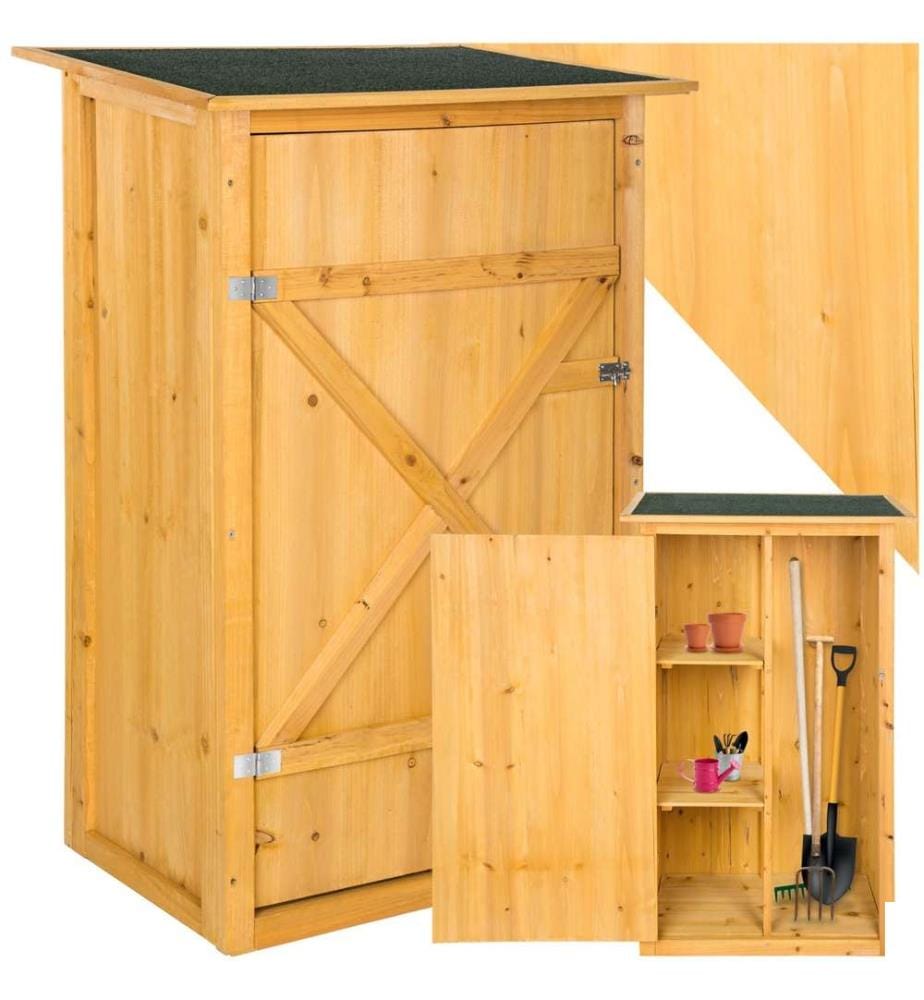 Armoire de jardin adossée Taman 75 x 56 x 118 cm - marron