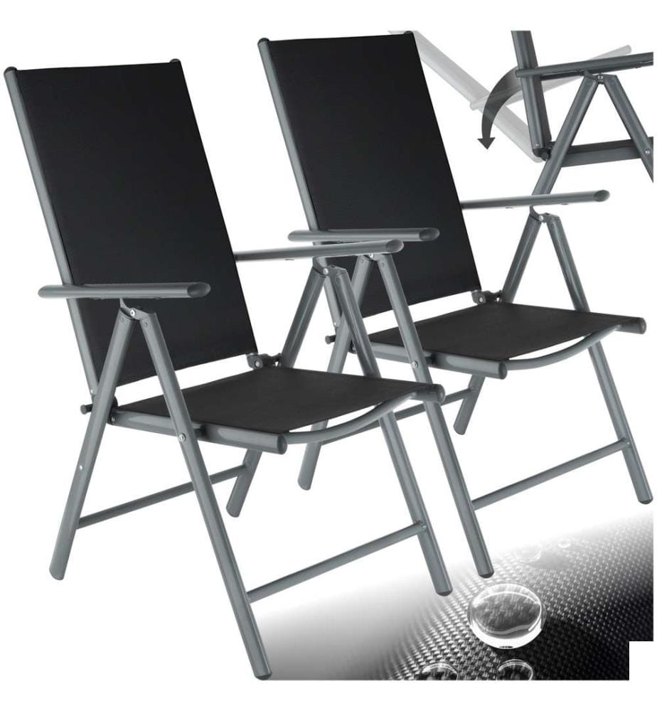 Lot de chaises de jardin pliantes en aluminium - gris anthracite, Lot de 2