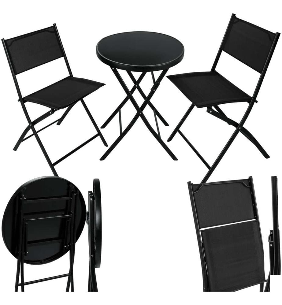 Ensemble table et chaises de jardin DUSSELDORF - noir