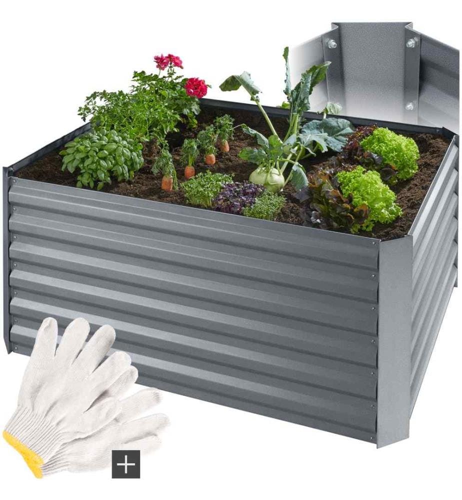 Carré potager SALVIA galavinsé 600 L - 120 x 90 x 57 cm - argent