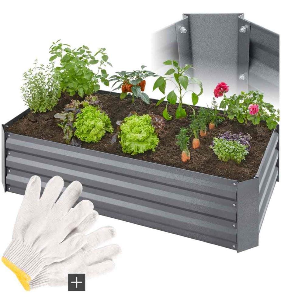 Carré potager PIMPINELLA galvanisé 200 L - 120 x 60 x 30 cm - gris