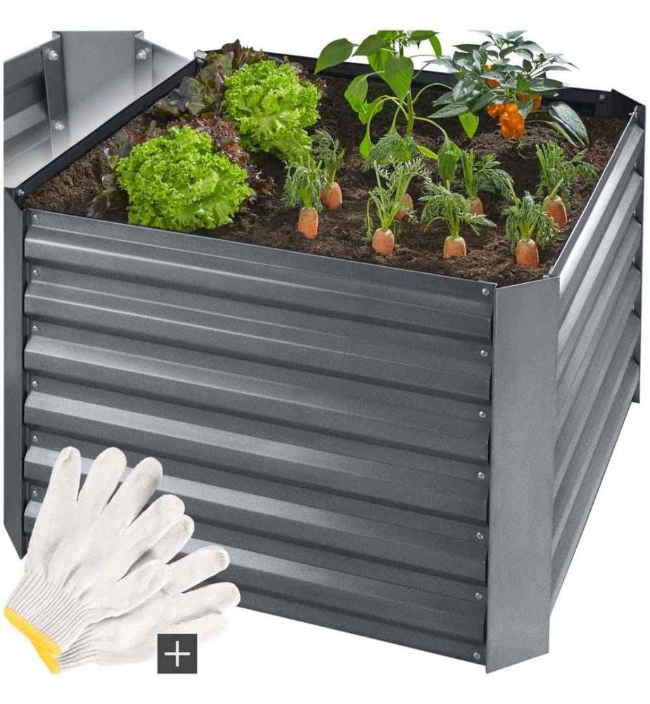 Carré potager ARTEMISIA galvanisé 360 L - 80 x 80 x 57 cm - gris