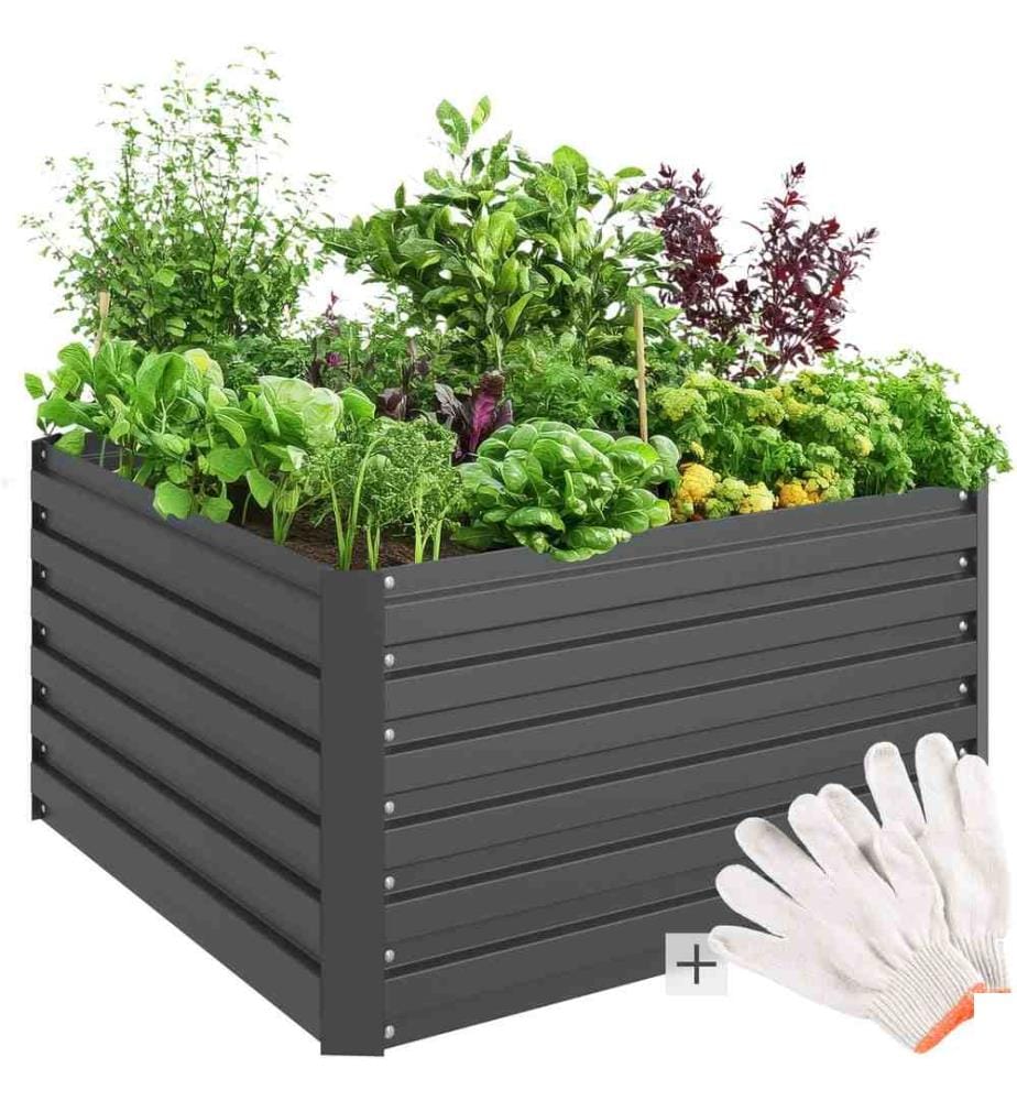 Carré potager BLOMMA 540L en acier 100 x 100 x 56 cm - gris anthracite