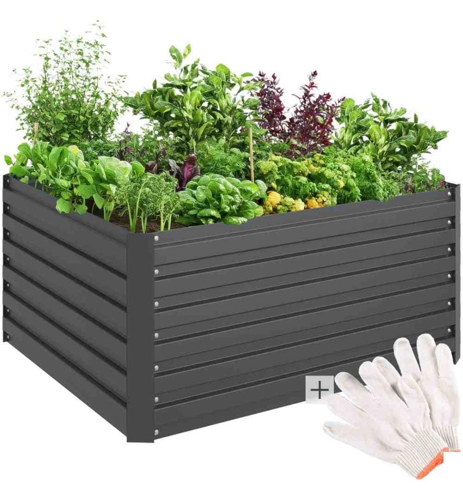Carré potager BLOMMA 650L en acier 120 x 100 x 56 cm - gris anthracite