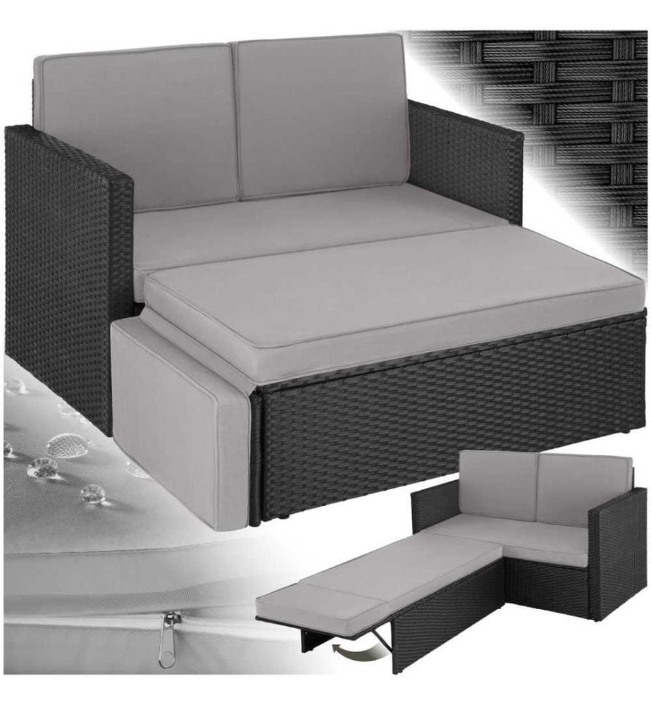 Canapé de jardin CORFOU modulable - noirgris