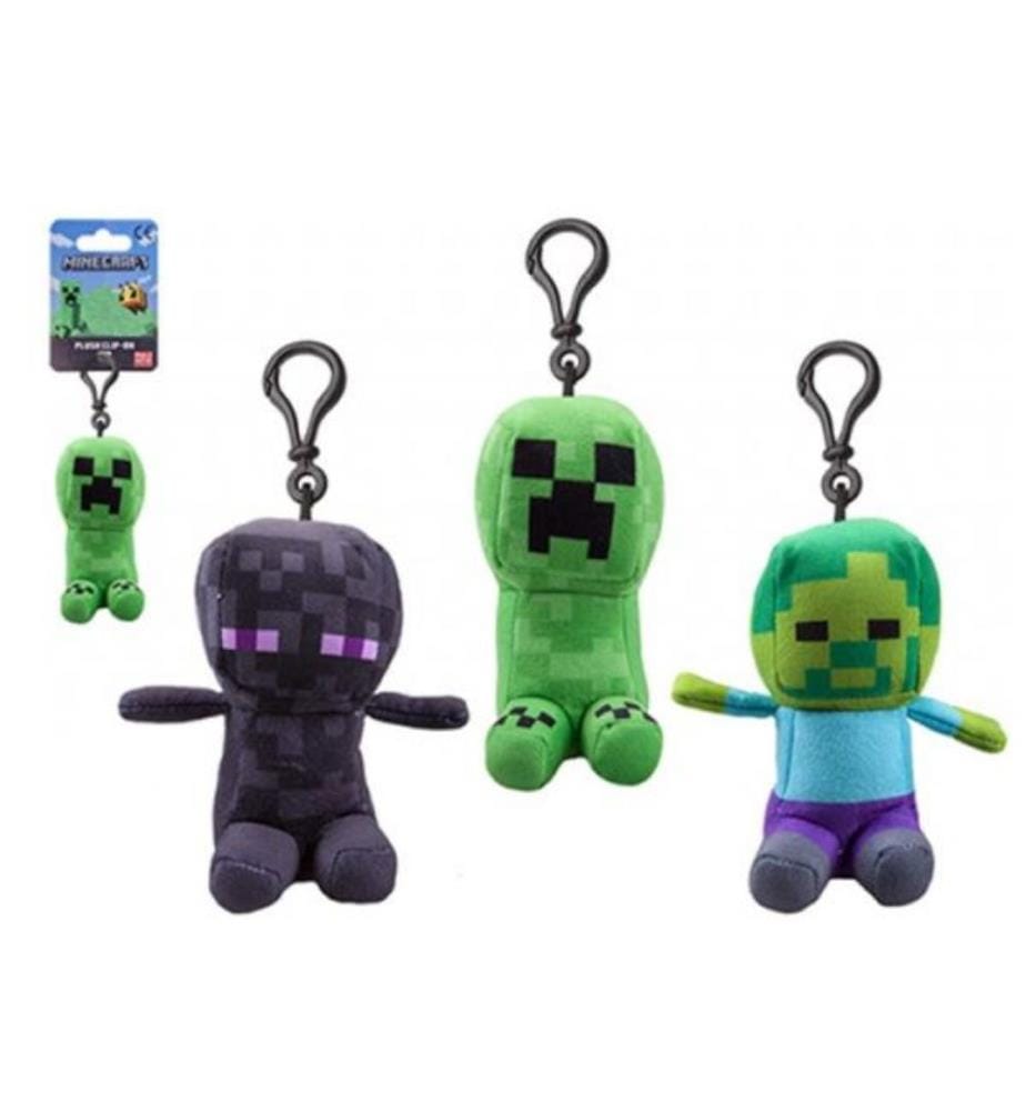 Minecraft peluche porte-clé ass., 13cm, 3-fois assortis, porte-clé - Coloris Aléatoire