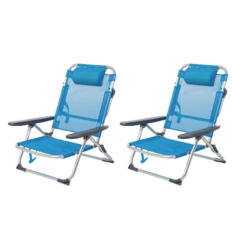 KOOR - Chaise de plage Arieenzo, bleu, 2 pièces