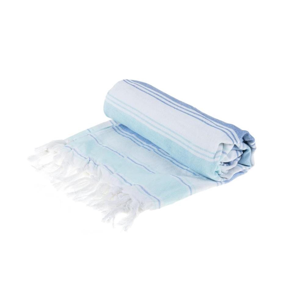 KOOR - Serviette de plage 90 x 180 cm, bleu/blanc