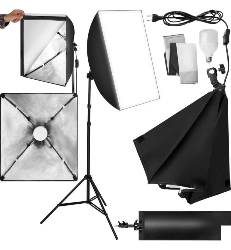 Éclairage studio softbox rectangulaire 1 sac de rangement - noir