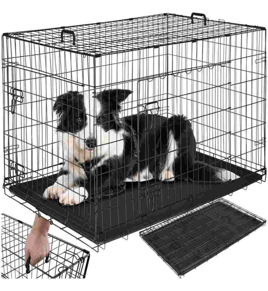 Cage pour chien Luna, pliable, avec 2 portes - 108 x 71 x 76 cm