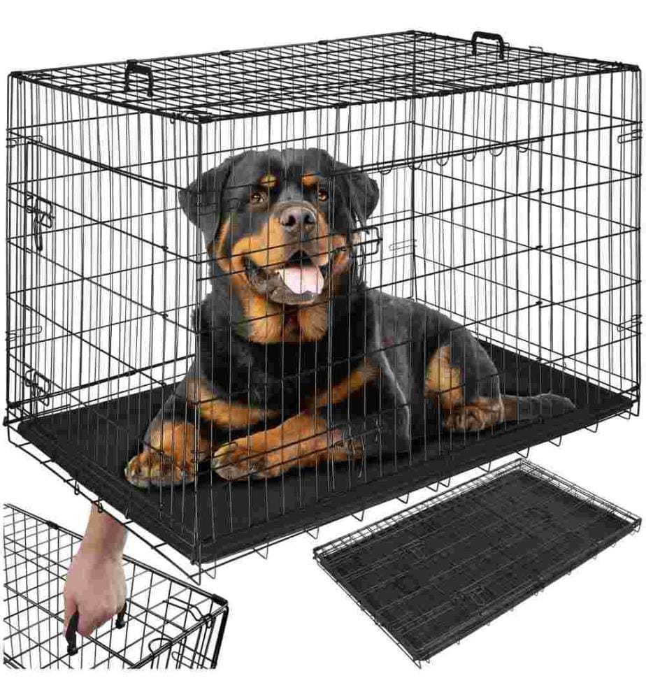 Cage pour chien Luna, pliable, avec 2 portes - 121,5 x 75,5 x 80,5 cm