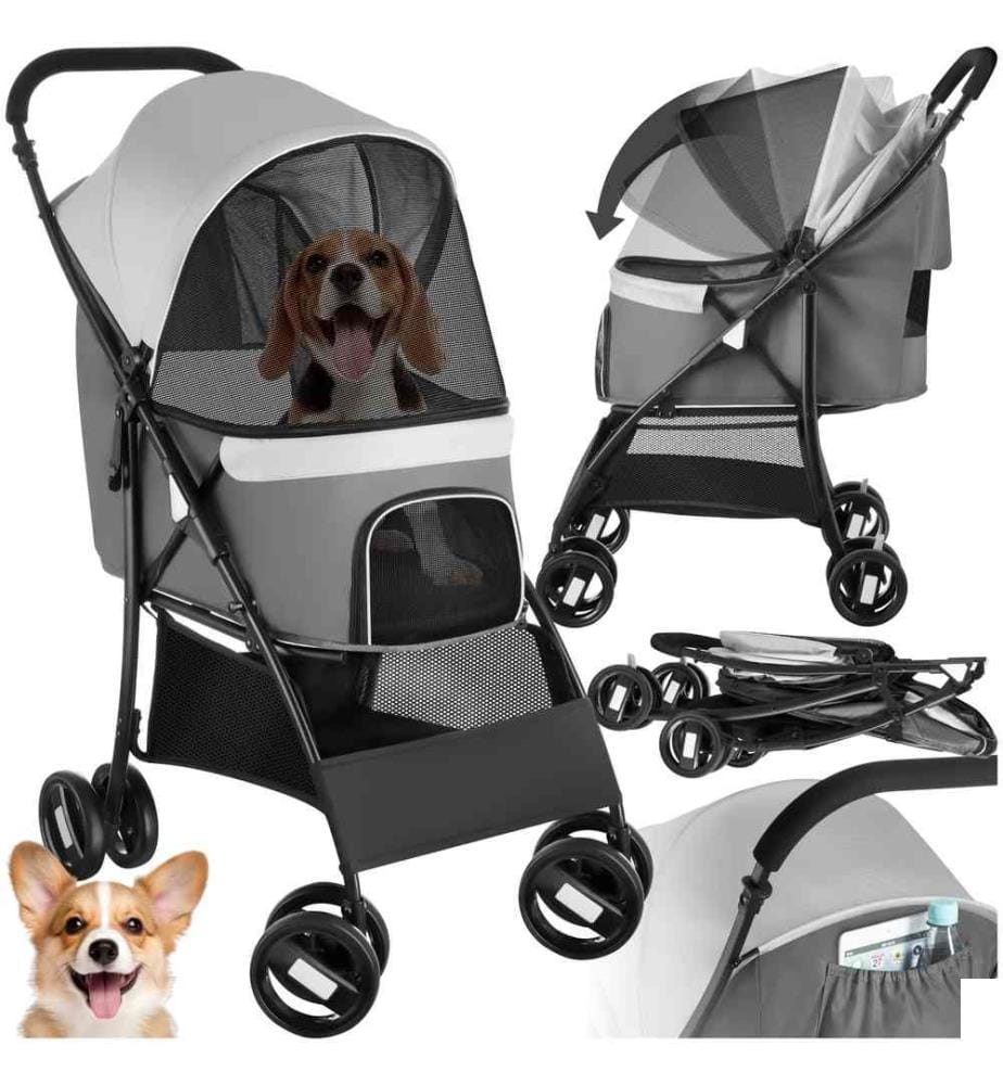 Poussette pour animaux EDDY - gris clairgris foncé