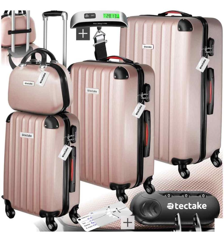 Set de valises rigides Cleo 4 pièces avec pèse-valise - or rose