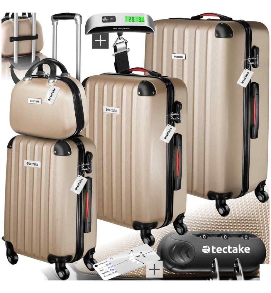 Set de valises rigides Cleo 4 pièces avec pèse-valise - champagne