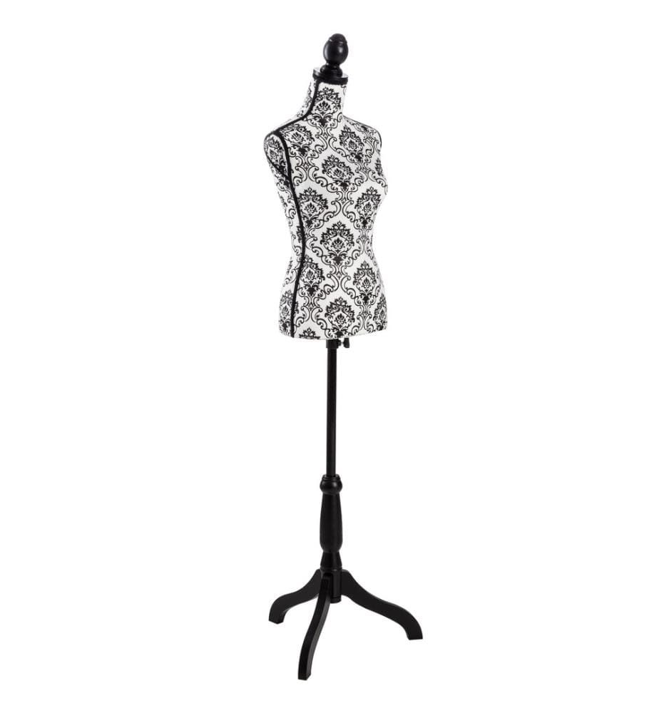 Mannequin de couture - motif floral noirblanc
