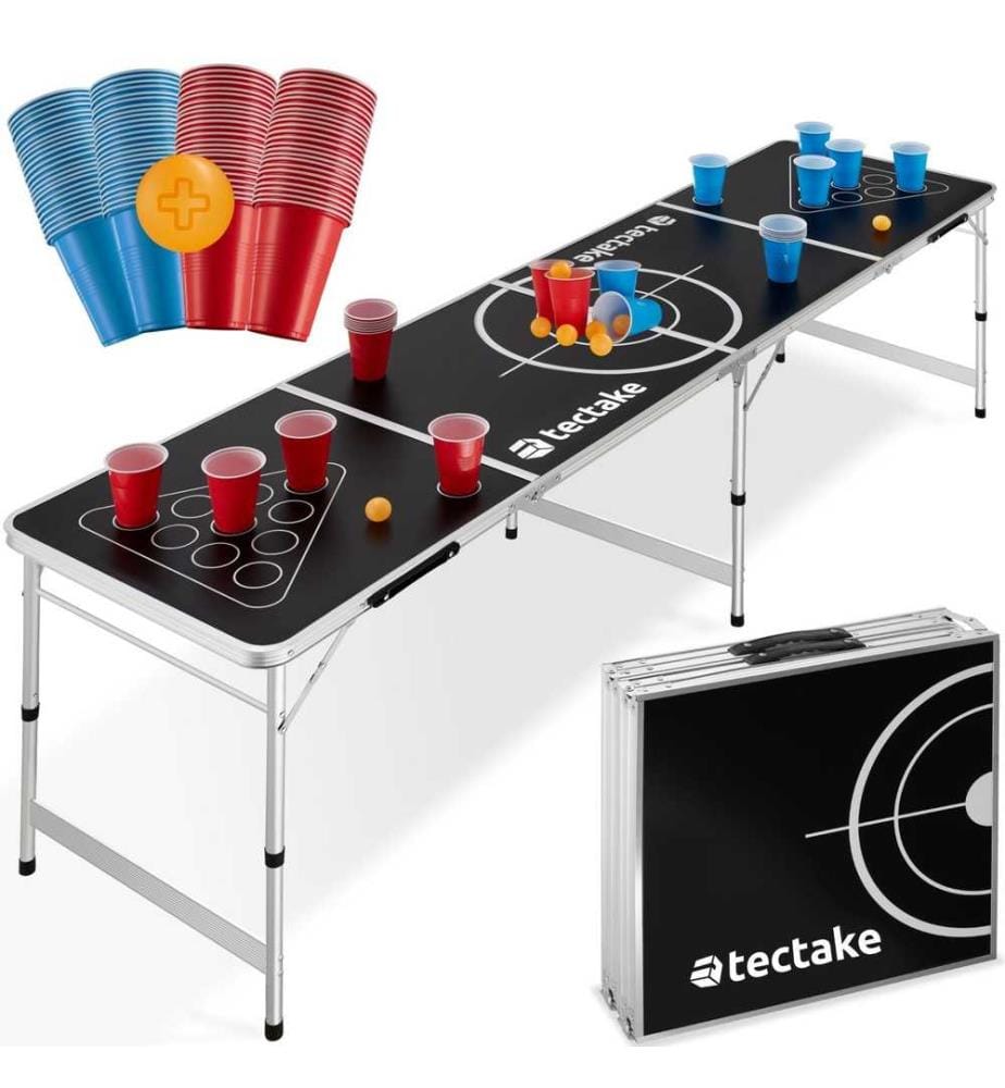 Table de Bière Pong Brew Battle réglable en hauteur et pliable - noir