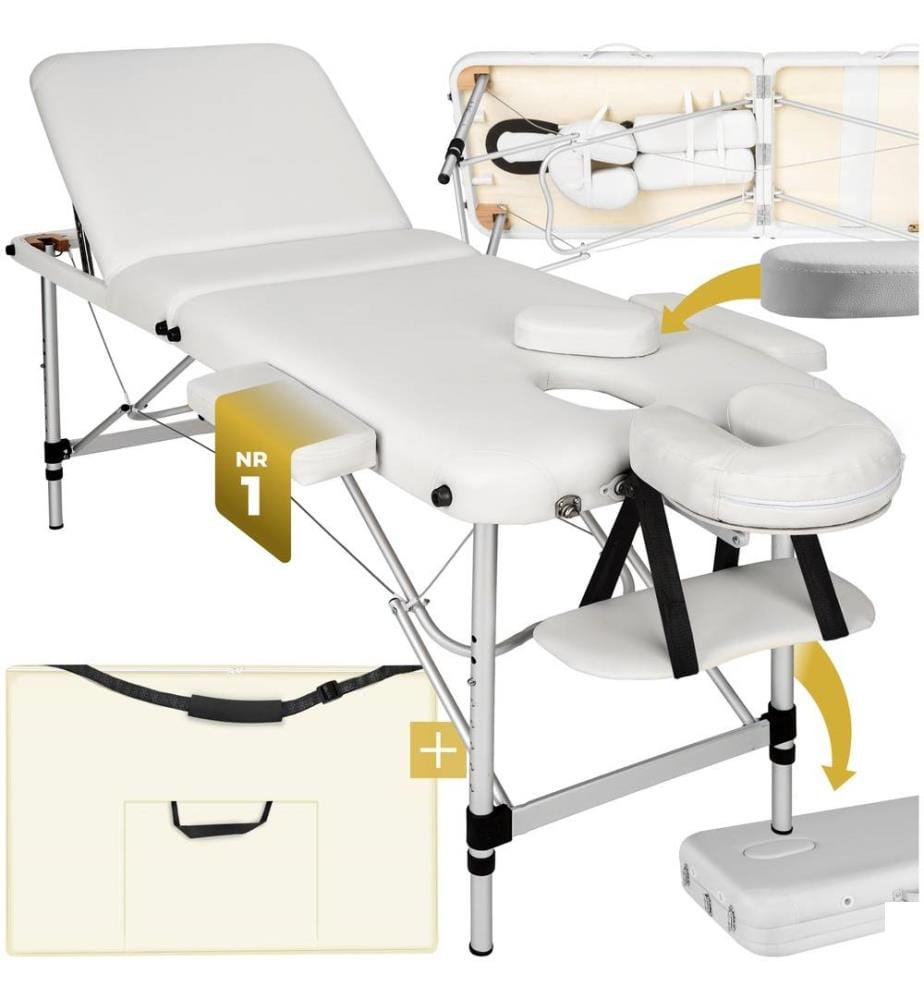 Table de massage pliante à 3 zones - blanc