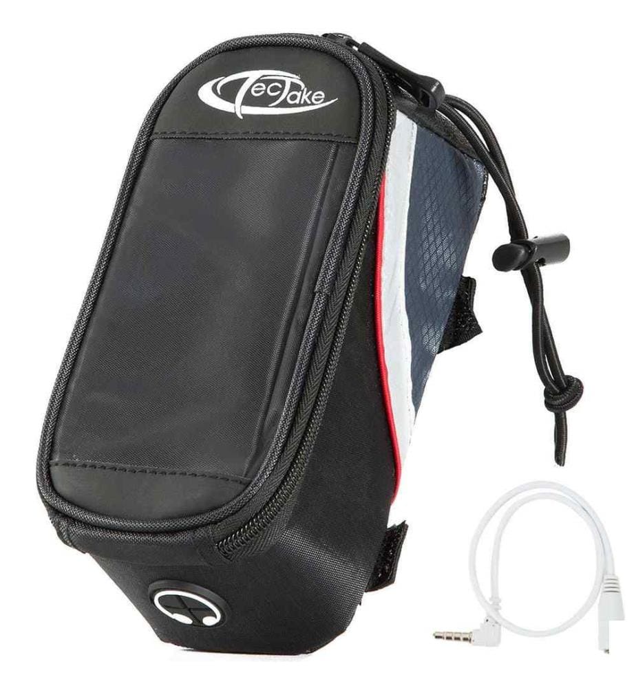 Étui a vélo pour cadre de vélo, Imperméable - 18 x 8,5 x 8,5 cm, grisnoirrouge