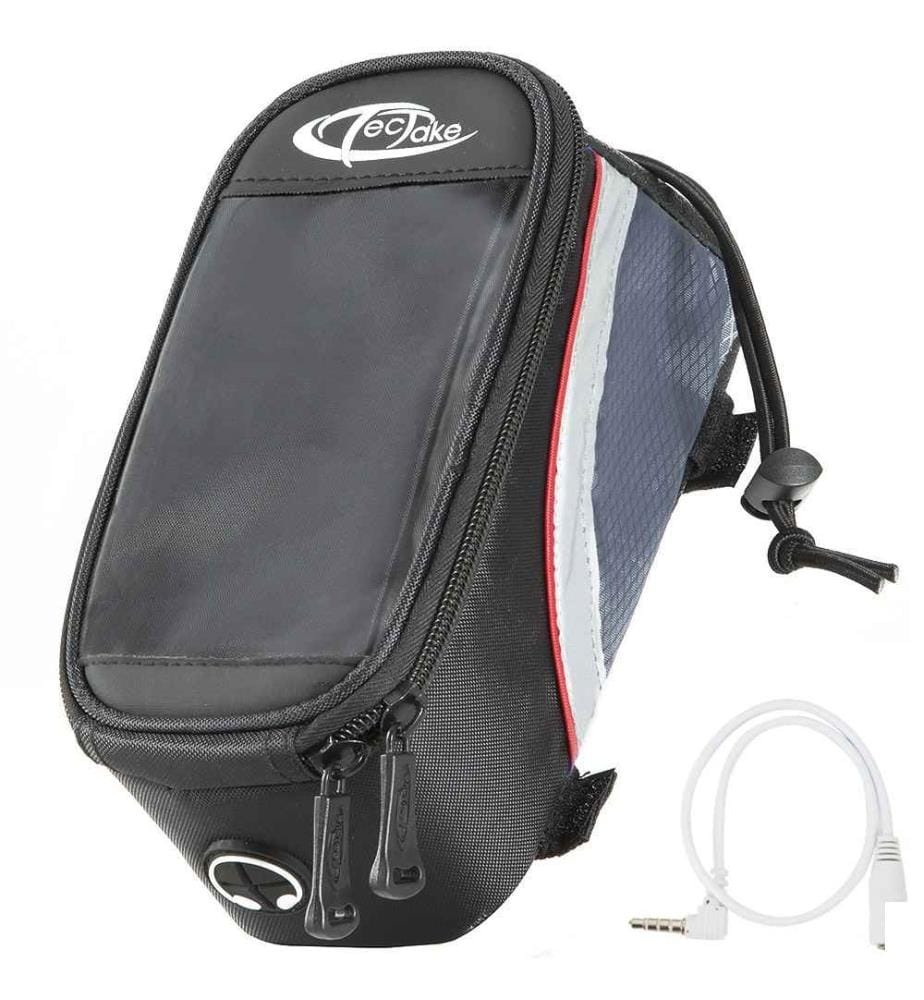 Étui a vélo pour cadre de vélo, Imperméable - 20 x 9,5 x 10 cm, grisnoirrouge