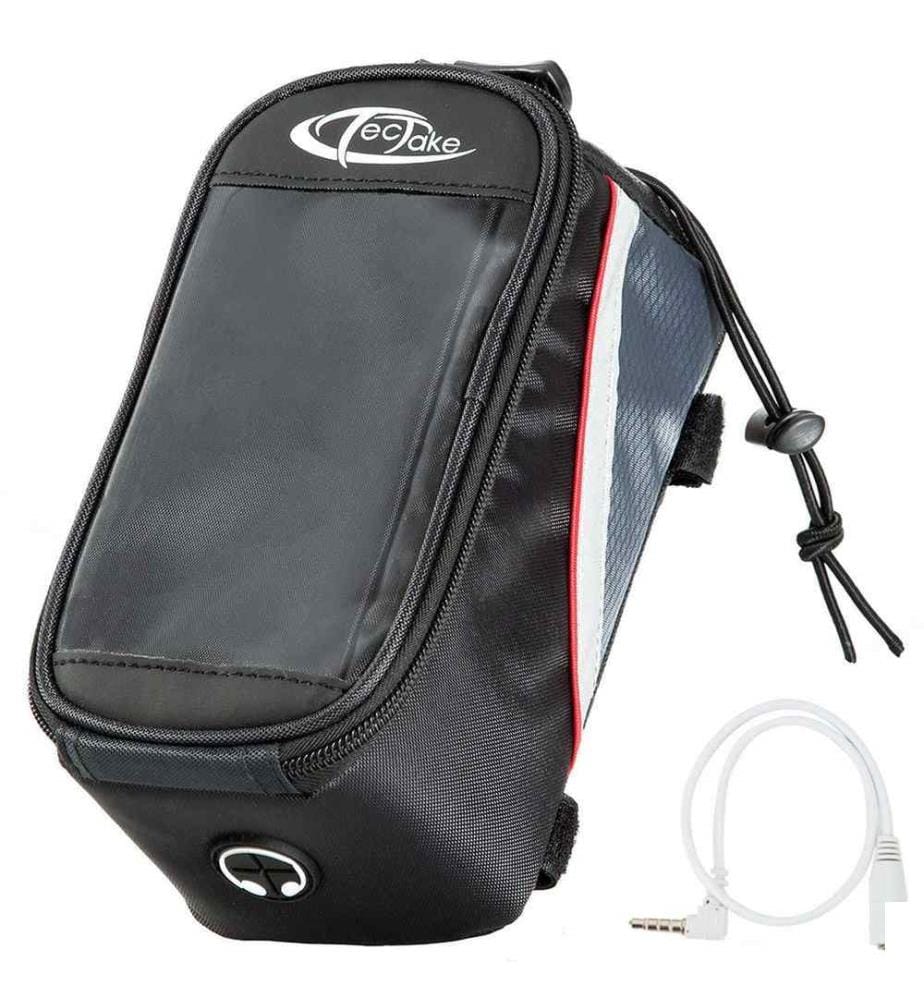Étui a vélo pour cadre de vélo, Imperméable - 20,5 x 10 x 10,5 cm, grisnoirrouge