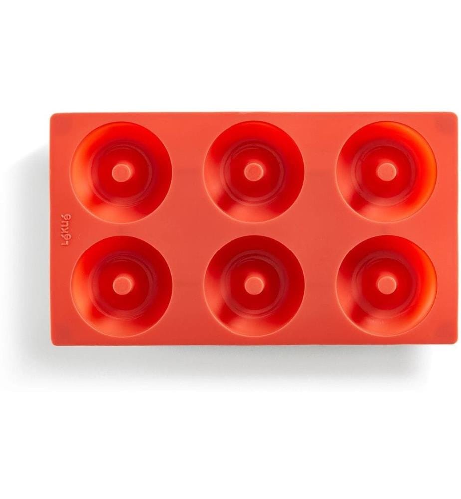 Lékué - Plat de cuisson des beignets Silicone, Rouge, 6 alvéoles