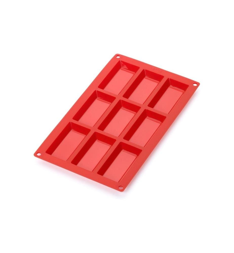 Lékué - Moule à financiers en silicone, Rouge, 9 alvéoles