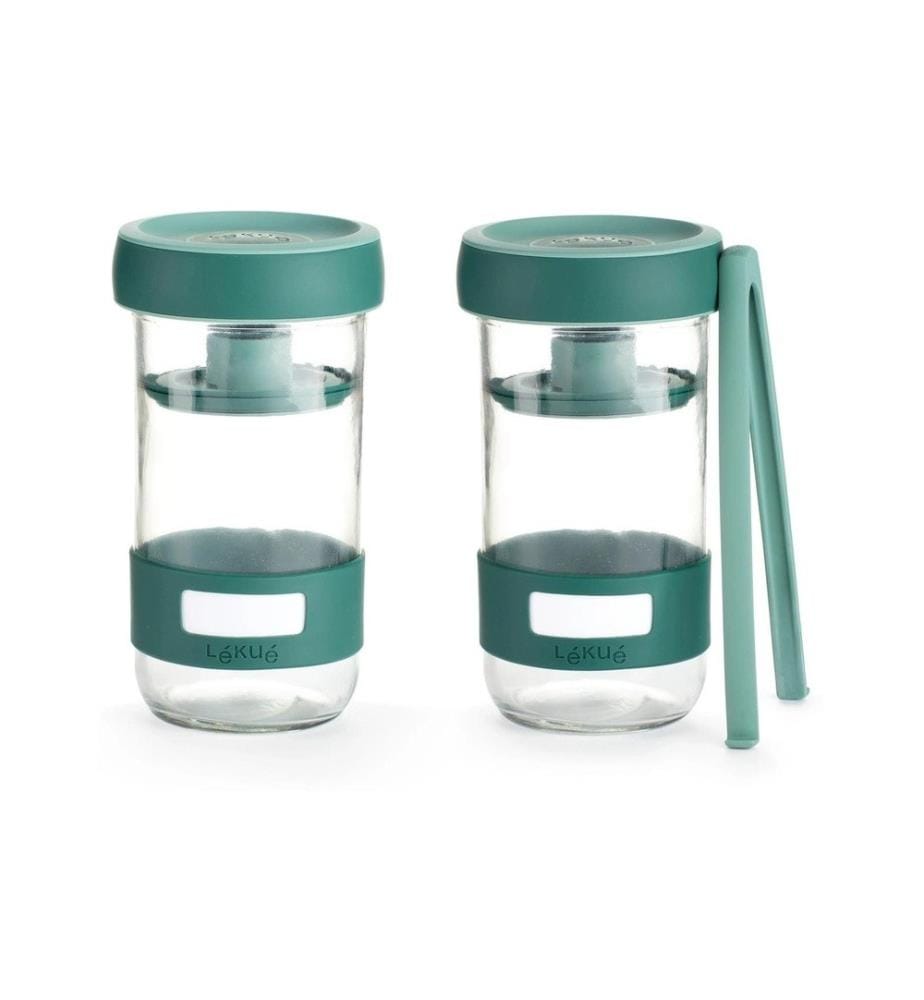 Lékué - Verre de fermentation 700 ml, Verre, bleu, 2 pièces