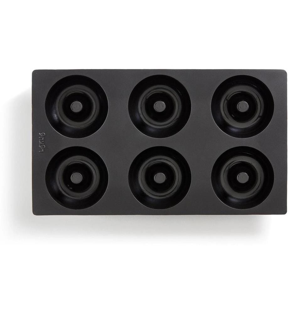 Lékué - Plat de cuisson des beignets Silicone, Noir, 6 alvéoles