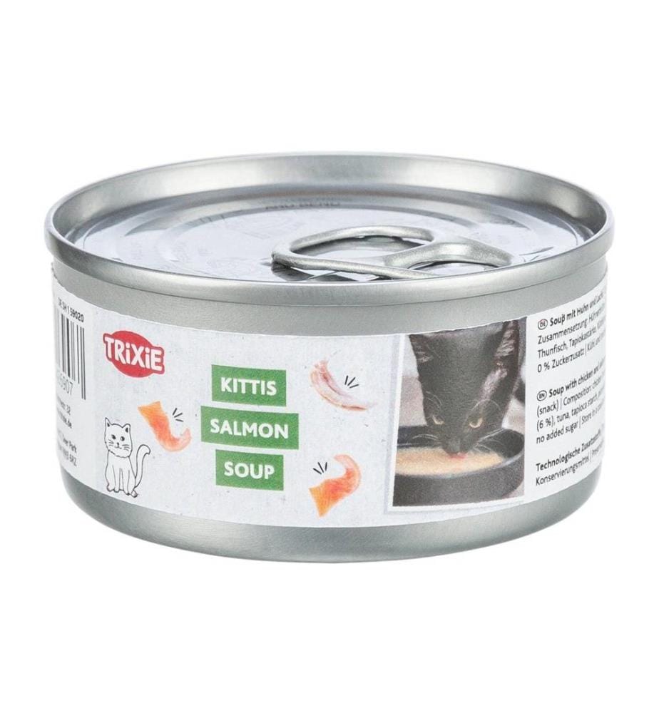 TRIXIE - Compléments alimentaires pour chats Soupe au poulet et au saumon 4 x 80 g