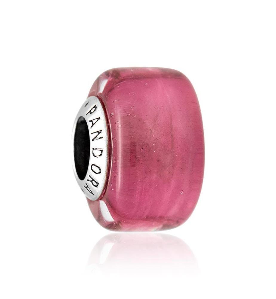 Mini Charm en Verre de Murano Rose - Argent 925/1000e