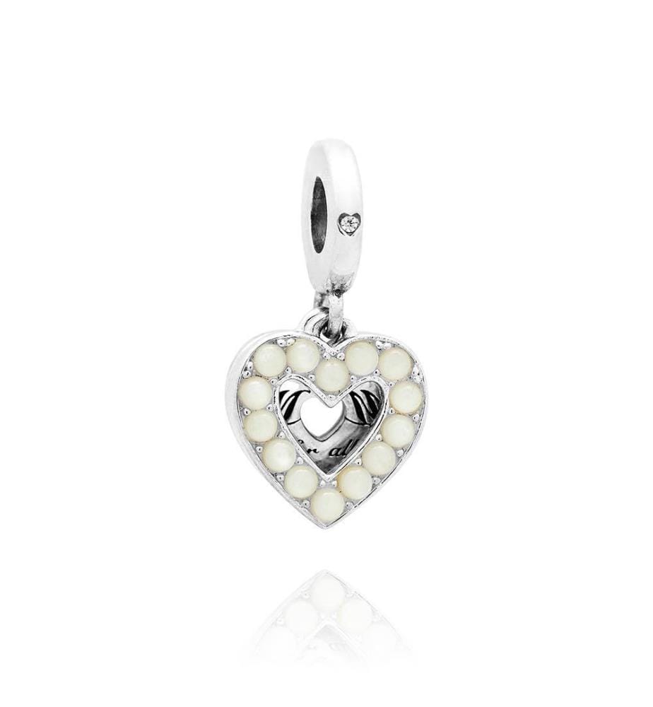 Charm Double Pendentif Cœur Blanc Nacré
