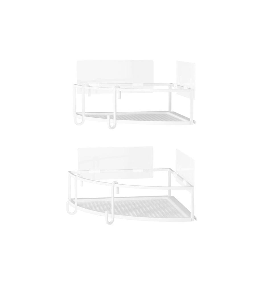 UMBRA - Tablette de douche d'angle Cubiko Lot de 2, Blanc, acier