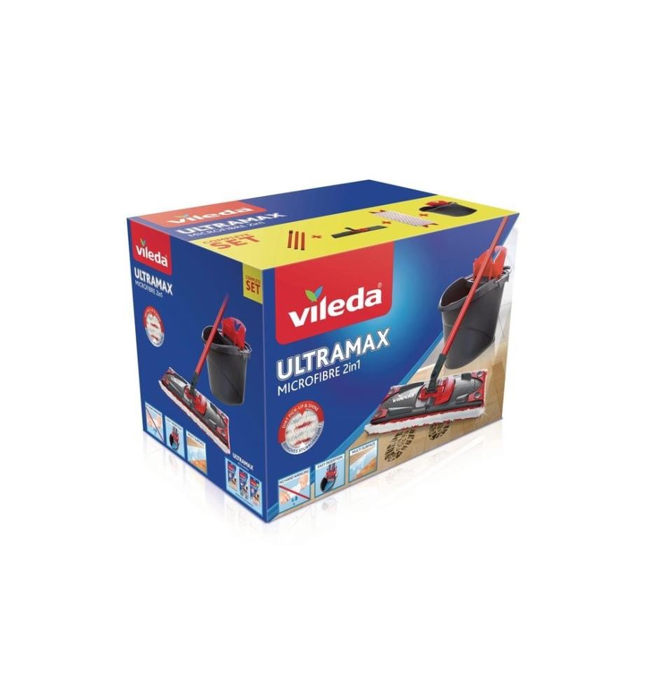 Vileda - Balai plat UltraMax 2 en 1 Kit complet