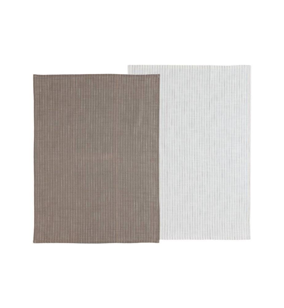 Södahl Ensemble de torchons pour la vaisselle Chambray Soft 2 pièces, Taupe/Blanc