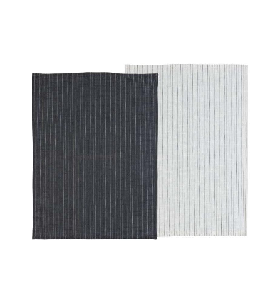 Södahl Ensemble de torchons pour la vaisselle Chambray Soft 2 pièces, Noir/Blanc