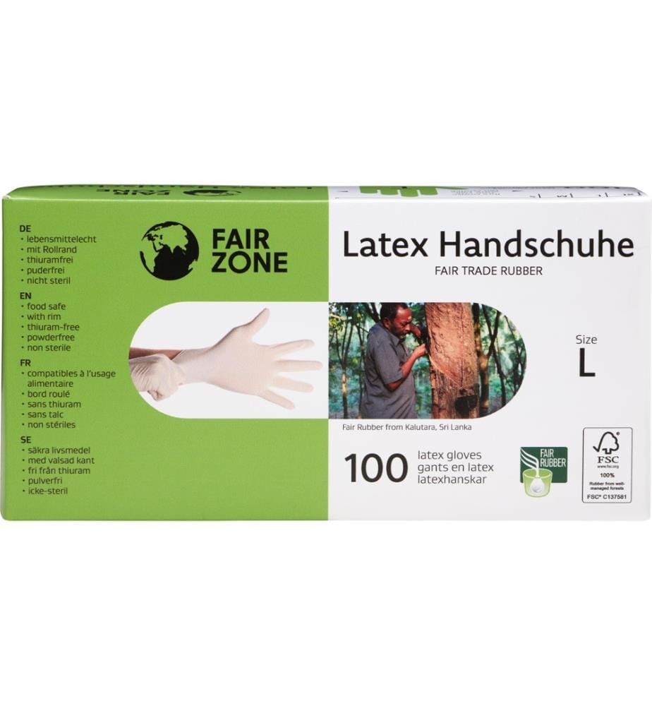 FAIR ZONE - Gant jetable Latex L 100 Pièce/s