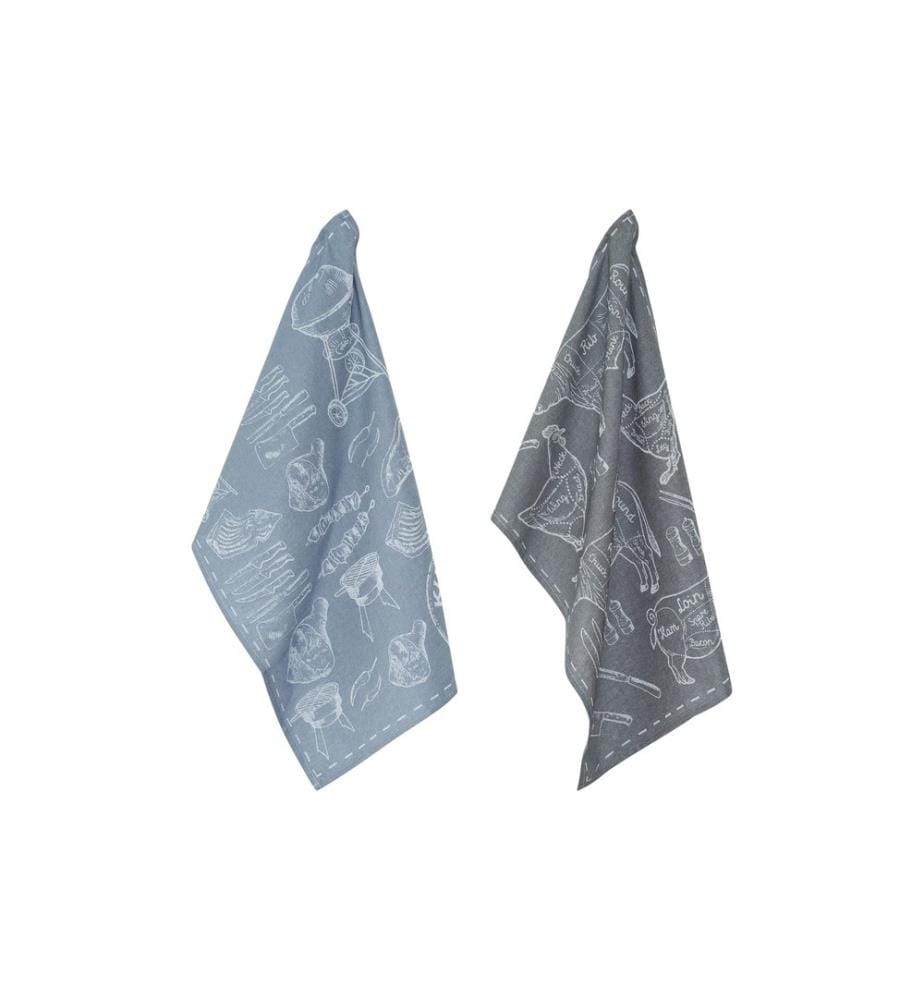 PAD - Ensemble de torchons pour la vaisselle Barbecue 2 pièces, Gris