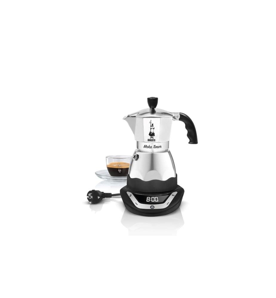 BIALETTI - Cafetière italienne Moka Timer 3 tasses, Noir/Argenté