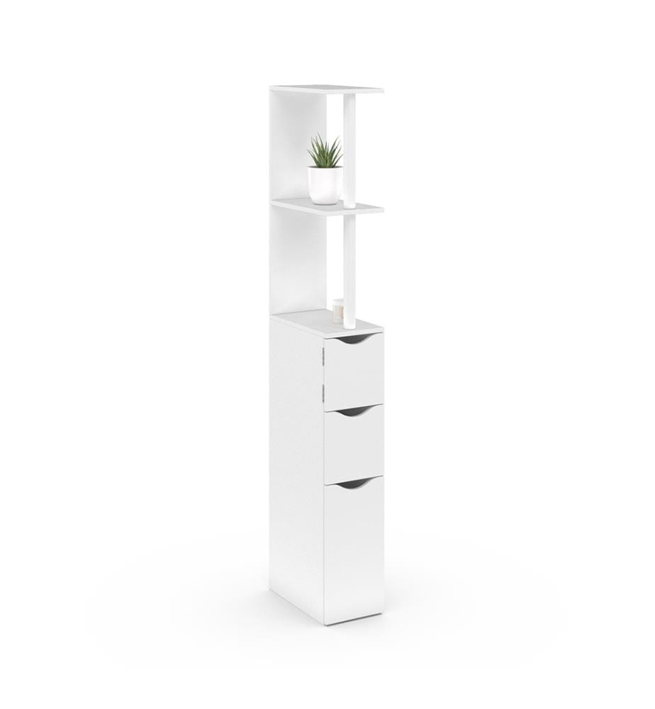Colonne pour salle de bain avec étagères + 3 portes 136cm - Étagère blanche