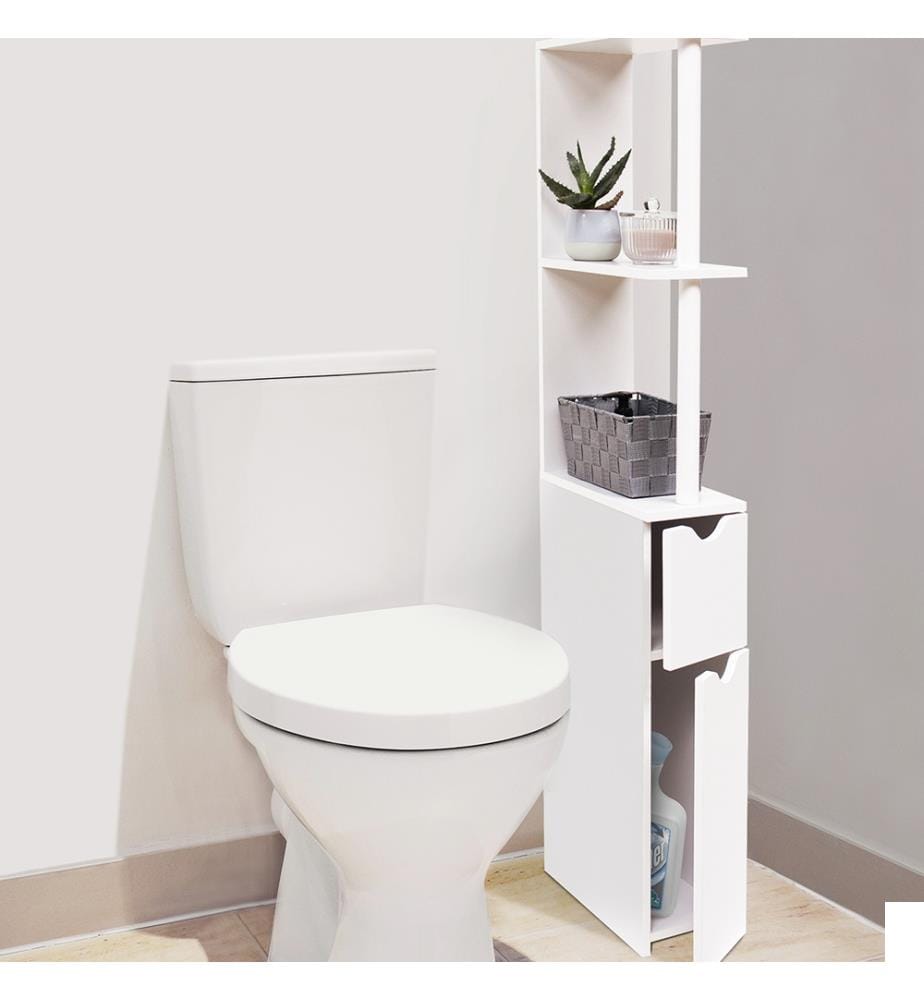 Meuble WC avec Étagères - Blanc + 2 Portes 118cm