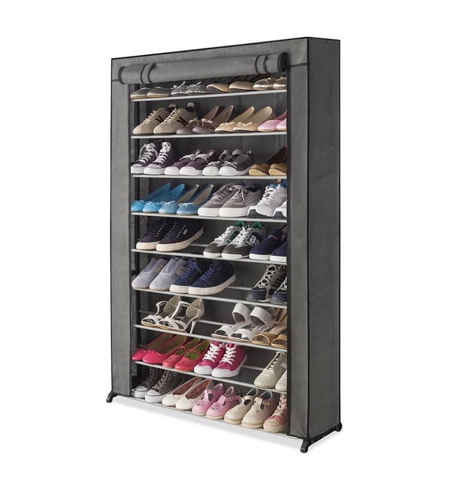 Etagère à Chaussures Bali - 50 paires + housse - 91x24x140 cm - Gris