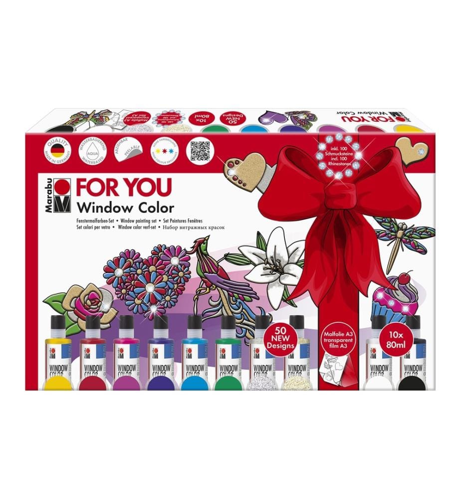 MARABU - Peinture pour fenêtre Set cadeau Window Color Fun & Fancy 10 x 80 ml