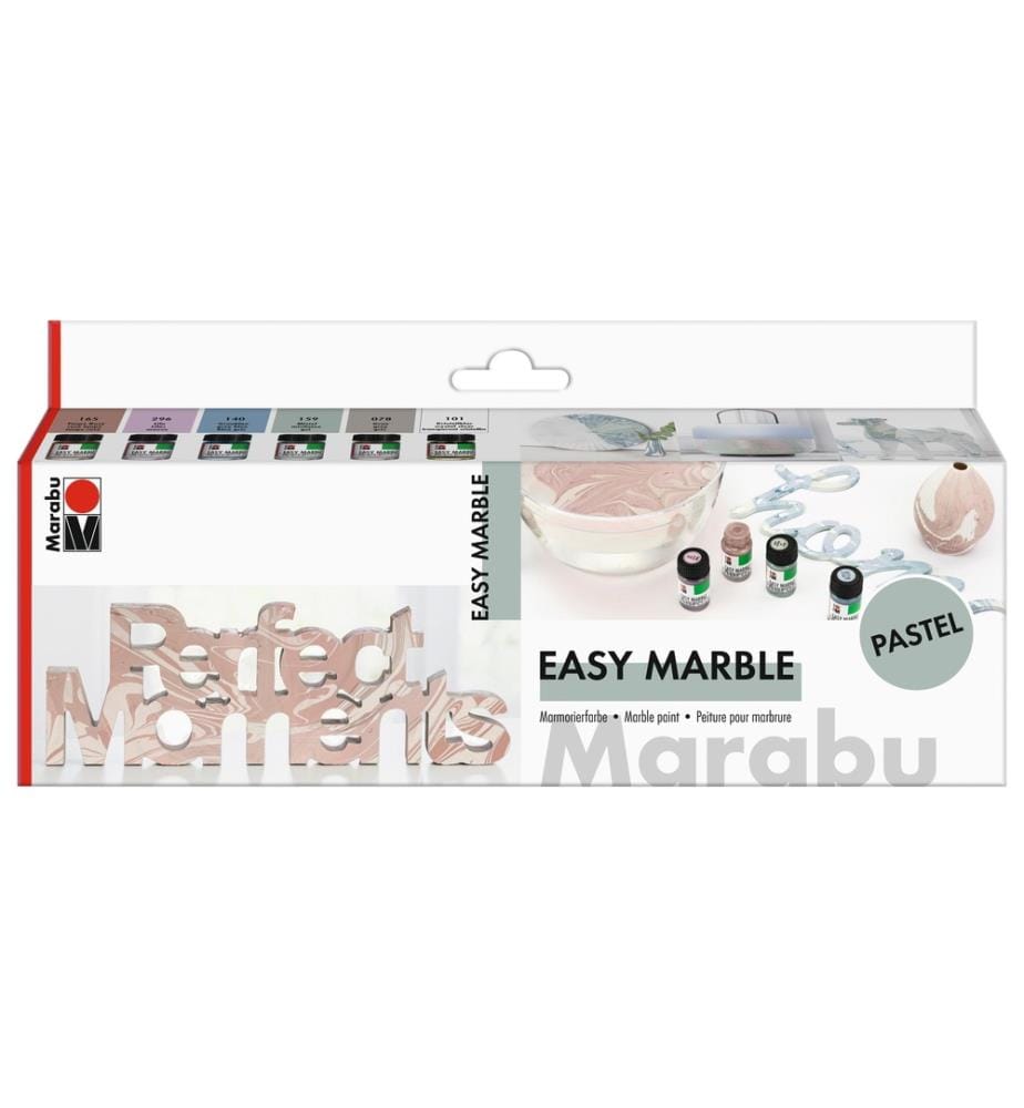 MARABU - Peinture marbrée Easy Marble 6 x 15 ml, pastel