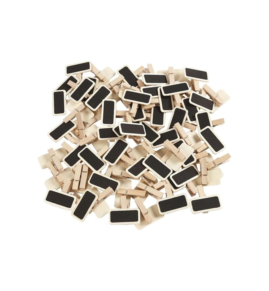 CREATIV COMPANY - Mini-tableau noir avec agrafes 4 x 2 cm, 100 pièces