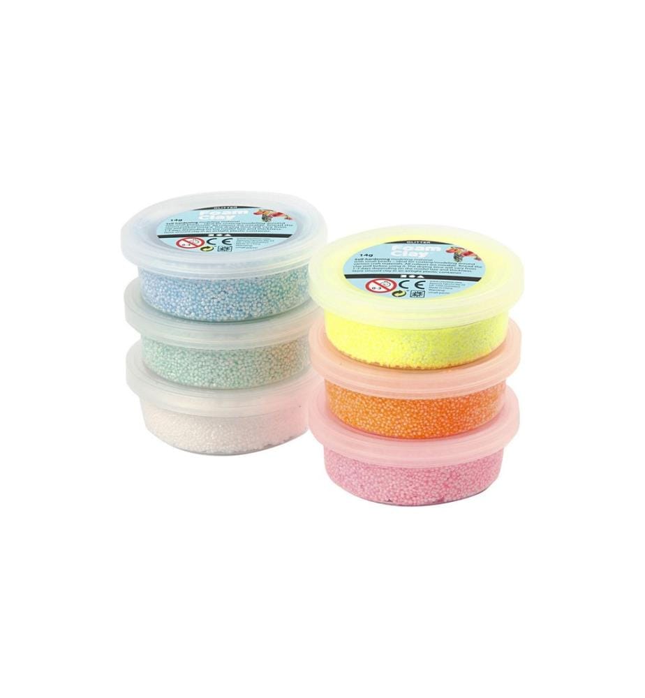 CREATIV COMPANY - Set de modélisation Foam Clay 6 x 14 g Jaune/Rose/Bleu clair/Orange